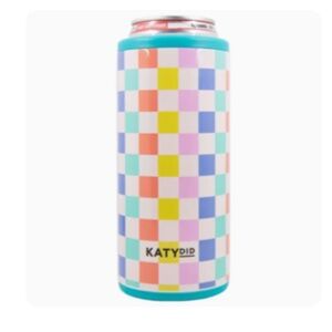 Katydid Checkered Print Stainless Steel Insulated Slim Can Holder